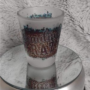 Beautiful Crazy leopard print frosted 1.5 ounce shot glass